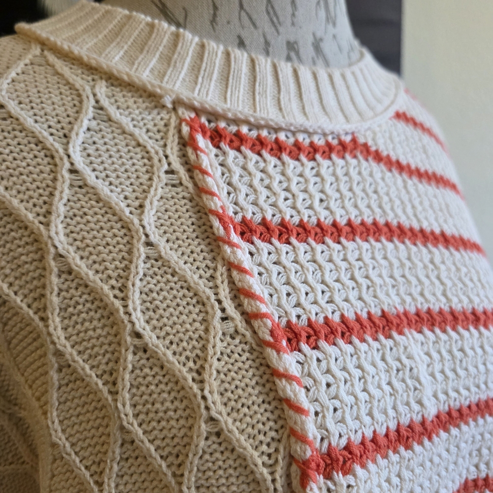 Anthropologie By Together Cable Knit Striped Oversized Sweater - Picture 3 of 10